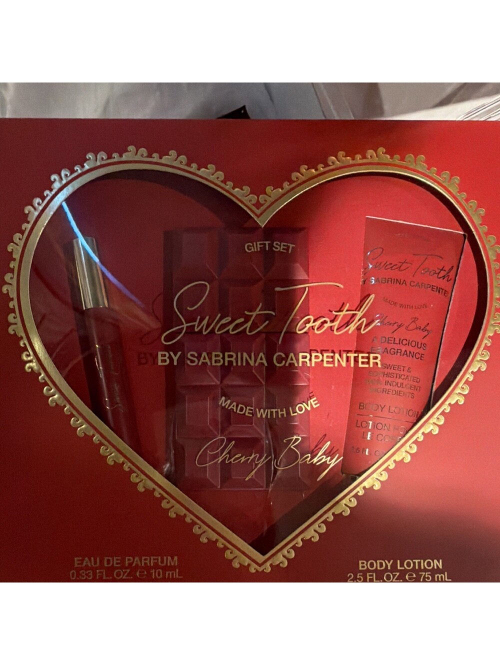 Sabrina Carpenter Cherry Baby Gift Set Spray 0.33 fl oz & Body Lotion 2.5 fl oz